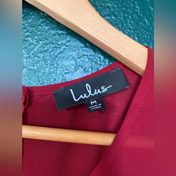 Lulus medium Clear Wine Red Long Sleeve Tiered Midi GUC LINED! - Picture 4 of 11